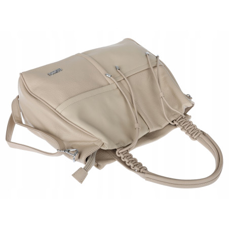 Torebka damska shopper worek pojemna na ramię torba modna CC6682 Beżowa