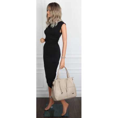 Torebka damska shopper worek pojemna na ramię torba modna CC6682 Beżowa