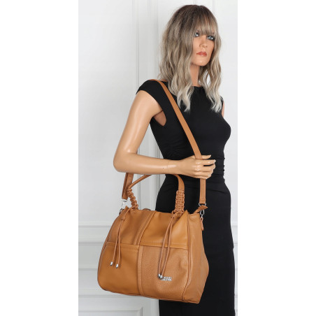 Torebka damska shopper worek pojemna na ramię torba modna CC6682 Brązowa