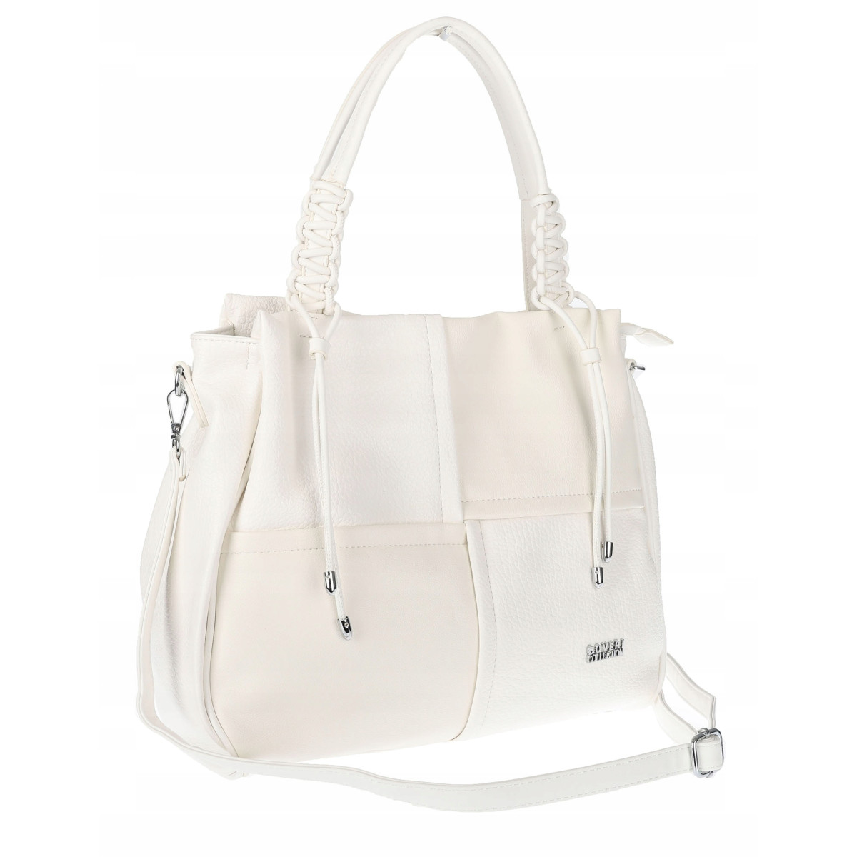 Torebka damska shopper worek pojemna na ramię torba modna CC6682 Biała