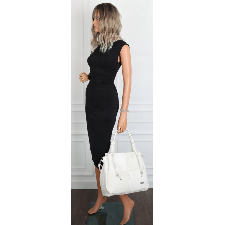 Torebka damska shopper worek pojemna na ramię torba modna CC6682 Biała