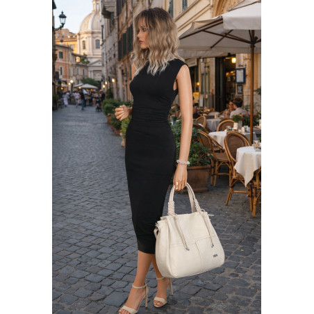 Torebka damska shopper worek pojemna na ramię torba modna CC6682 Beżowa