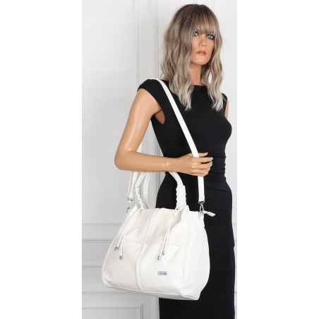 Torebka damska shopper worek pojemna na ramię torba modna CC6682 Biała