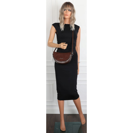 Torebka damska listonoszka półksiężyc modna na ramię torba 5817 Czekoladowa