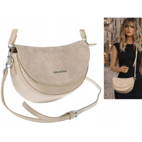 Torebka damska listonoszka półksiężyc modna na ramię torba 5817 Beżowa