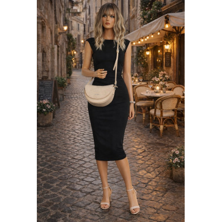 Torebka damska listonoszka półksiężyc modna na ramię torba 5817 Beżowa