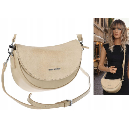 Torebka damska listonoszka półksiężyc modna na ramię torba 5817 Beżowa