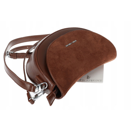 Torebka damska listonoszka półksiężyc modna na ramię torba 5817 Brązowa