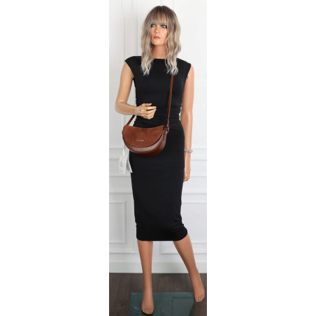 Torebka damska listonoszka półksiężyc modna na ramię torba 5817 Brązowa