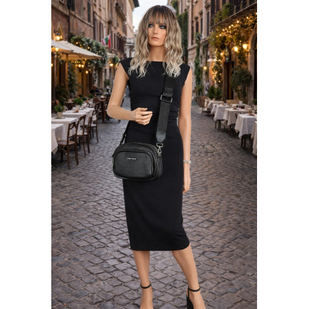 Torebka damska listonoszka mała pojemna na ramię torba casual RS3493 Czarna