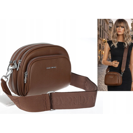 Torebka damska listonoszka pojemna na ramię torba casual RS3493 Brązowa