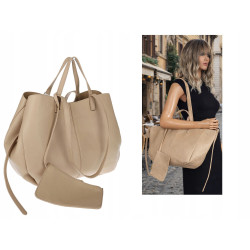 Torebka damska shopperka łódka pojemna na ramię duża torba RS5019 Beżowa