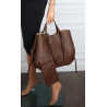 Torebka damska shopper łódka pojemna na ramię duża torba RS5019 Czekoladowa