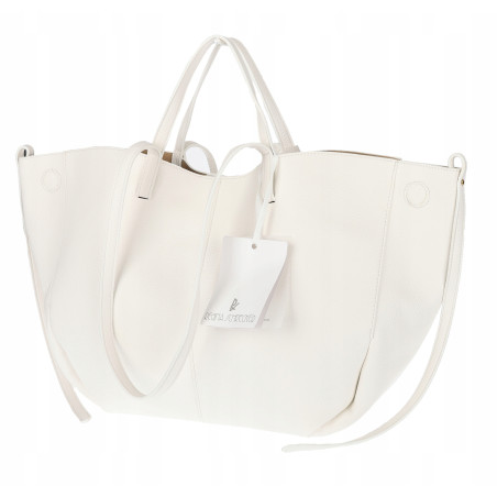 Torebka damska shopperka łódka pojemna na ramię duża torba RS5019 Biała