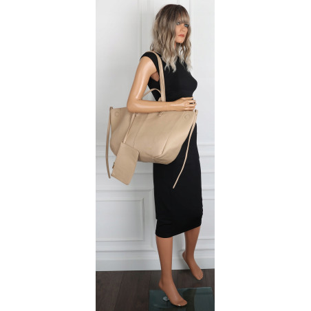 Torebka damska shopperka łódka pojemna na ramię duża torba RS5019 Beżowa