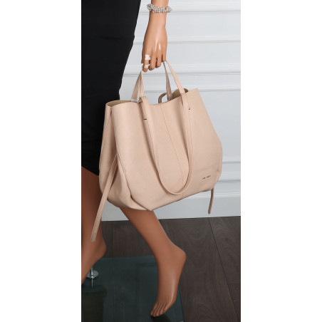 Torebka damska shopperka łódka pojemna na ramię duża torba RS5019 Beżowa