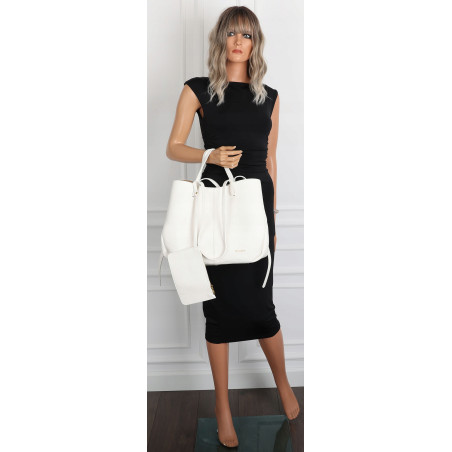 Torebka damska shopperka łódka pojemna na ramię duża torba RS5019 Biała