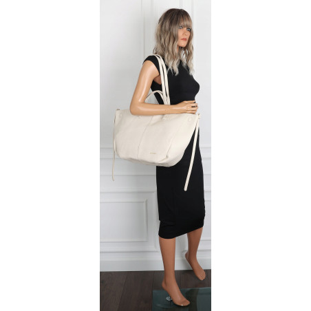 Torebka damska shopperka łódka pojemna na ramię duża torba RS5019 Beżowa