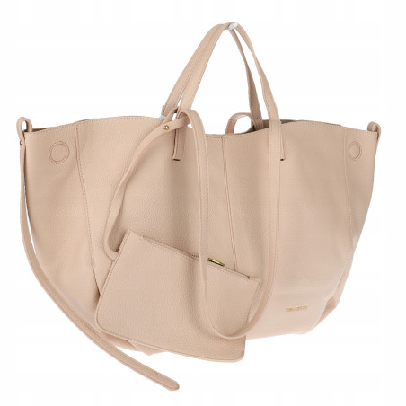 Torebka damska shopperka łódka pojemna na ramię duża torba RS5019 Beżowa