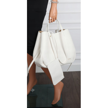 Torebka damska shopperka łódka pojemna na ramię duża torba RS5019 Biała