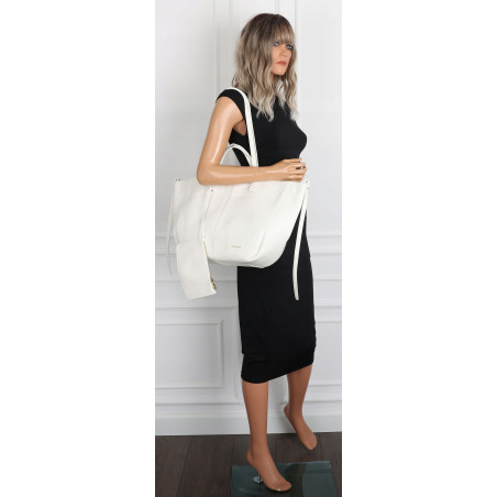 Torebka damska shopperka łódka pojemna na ramię duża torba RS5019 Biała