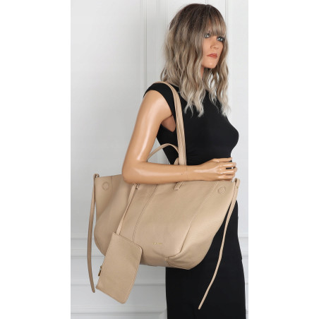 Torebka damska shopperka łódka pojemna na ramię duża torba RS5019 Beżowa
