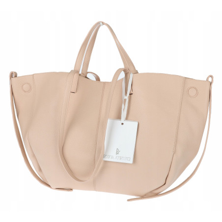 Torebka damska shopperka łódka pojemna na ramię duża torba RS5019 Beżowa