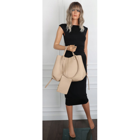Torebka damska shopperka łódka pojemna na ramię duża torba RS5019 Beżowa