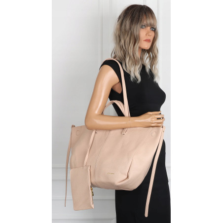 Torebka damska shopperka łódka pojemna na ramię duża torba RS5019 Beżowa