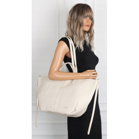 Torebka damska shopperka łódka pojemna na ramię duża torba RS5019 Beżowa