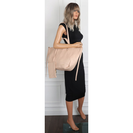 Torebka damska shopperka łódka pojemna na ramię duża torba RS5019 Beżowa