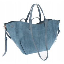 Torebka damska shopperka łódka pojemna duża torba zamszowa CM9872 Niebieska