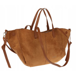 Torebka Damska Shopperka łódka Pojemna Duża torba zamszowa CM9872 Brązowa