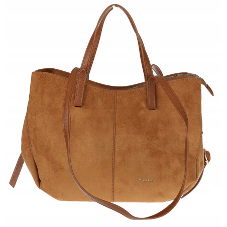 Torebka Damska Shopperka łódka Pojemna Duża torba zamszowa CM9872 Brązowa