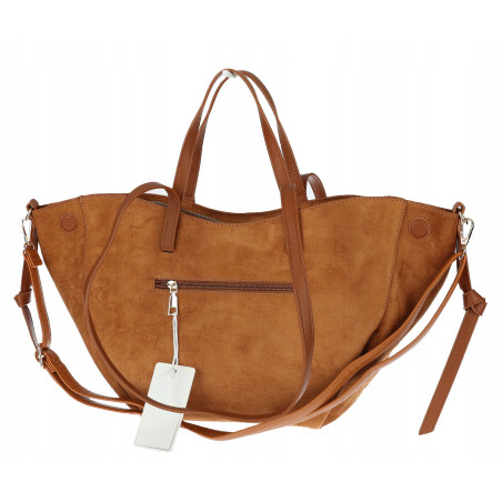 Torebka Damska Shopperka łódka Pojemna Duża torba zamszowa CM9872 Brązowa