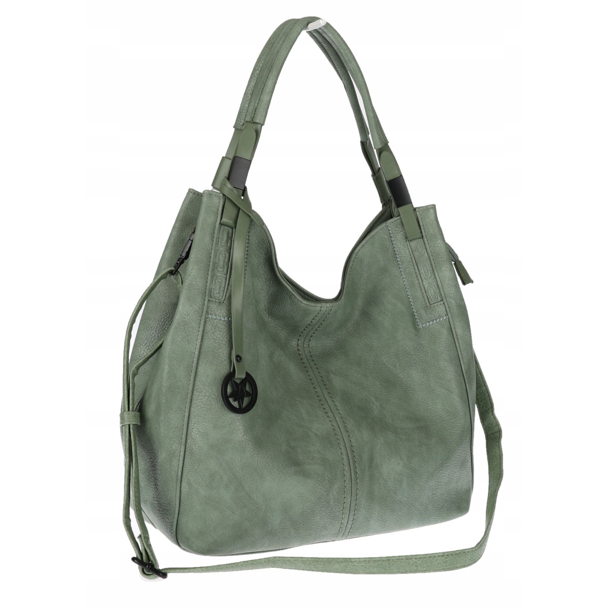 Tommasini Torebka Damska Listonoszka Duża Torba Shopper Worek 2692 Zielona