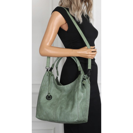 Tommasini Torebka Damska Listonoszka Duża Torba Shopper Worek 2692 Zielona