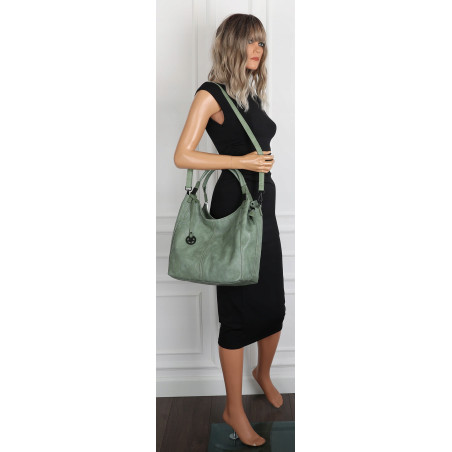 Tommasini Torebka Damska Listonoszka Duża Torba Shopper Worek 2692 Zielona