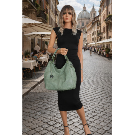 Tommasini Torebka Damska Listonoszka Duża Torba Shopper Worek 2692 Zielona