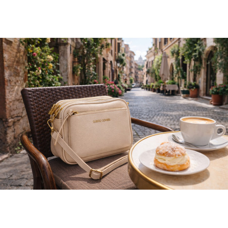 Torebka damska listonoszka pojemna na ramię torba casual modna 7056 Beżowa