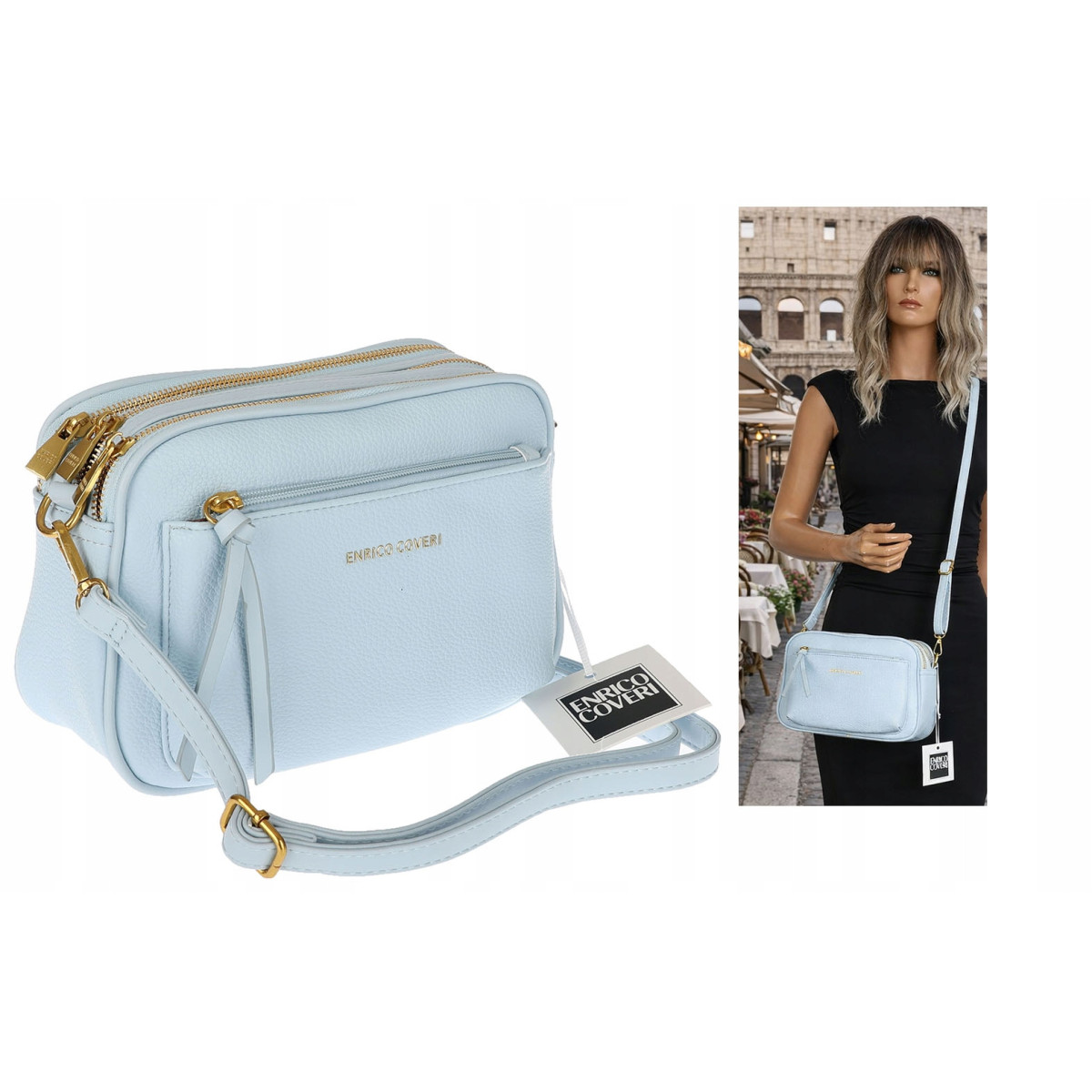 Torebka damska listonoszka pojemna na ramię torba casual 7056 Niebieska