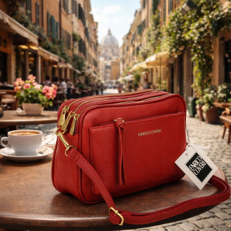 Torebka damska listonoszka pojemna na ramię torba casual 7056 Czerwona