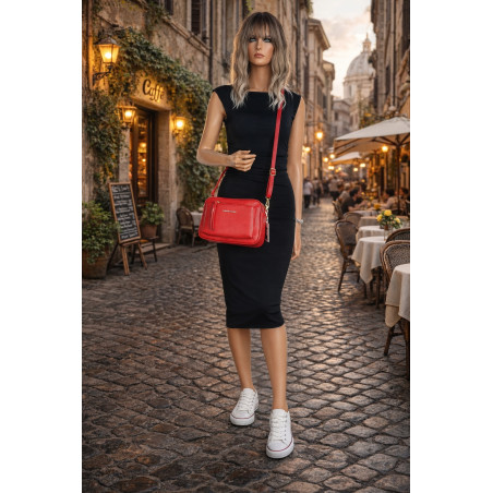 Torebka damska listonoszka pojemna na ramię torba casual 7056 Czerwona