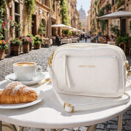 Torebka damska listonoszka pojemna na ramię torba casual modna 7056 Biała