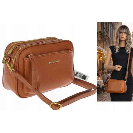 Torebka damska listonoszka pojemna na ramię torba casual modna 7056 Brązowa