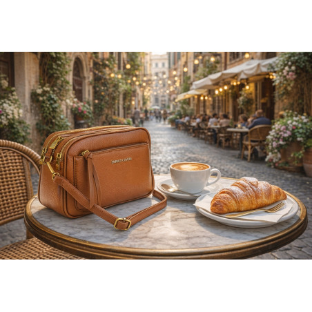 Torebka damska listonoszka pojemna na ramię torba casual modna 7056 Brązowa