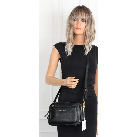 Torebka damska listonoszka pojemna na ramię torba casual modna 7056 Czarna