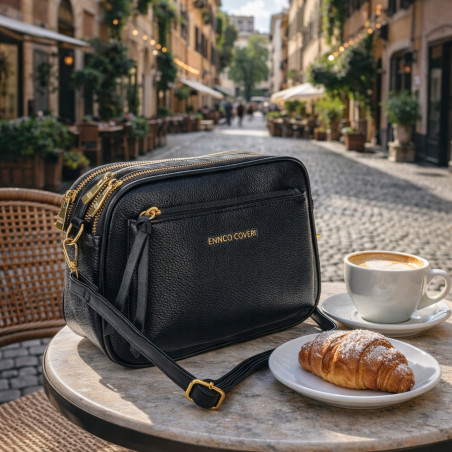 Torebka damska listonoszka pojemna na ramię torba casual modna 7056 Czarna