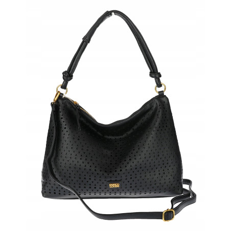 Torebka damska worek shopper pojemna na ramię ażurowa torba EC6272 Czarna