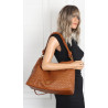 Torebka damska worek shopper pojemna na ramię ażurowa torba EC6272 Brązowa